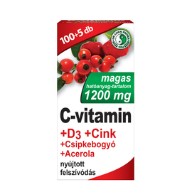 C-vitamin 1200mg+D3+Cink+Csipkebogyó+Acerola tabletta 105X