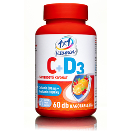 1x1 Vitaday C-vitamin 500mg  +D3-vitamin+csipkebogyó rágótabletta 60X