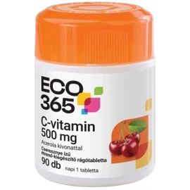 ECO365 C-Vitamin 500mg rágótabletta Cseresznye ízű Acerola Kivonattal 90X
