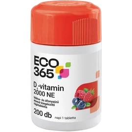 ECO365 D3-Vitamin 2000NE málna és áfonya ízű  rágótabletta 200X