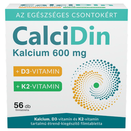 CalciDin Kalcium, D3-vitamin és K2-vitamin tartalmú étrend-kiegészítő filmtabletta 56X