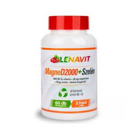 Lenavit MagneD2000+Szelén, 2000 NE D3-vitamin + 60 mg szerves magnézium + 50 µg szerves szelén, 60X