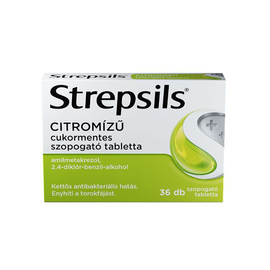 Strepsils Citrom ízű cukormentes szopogató tabletta 36x