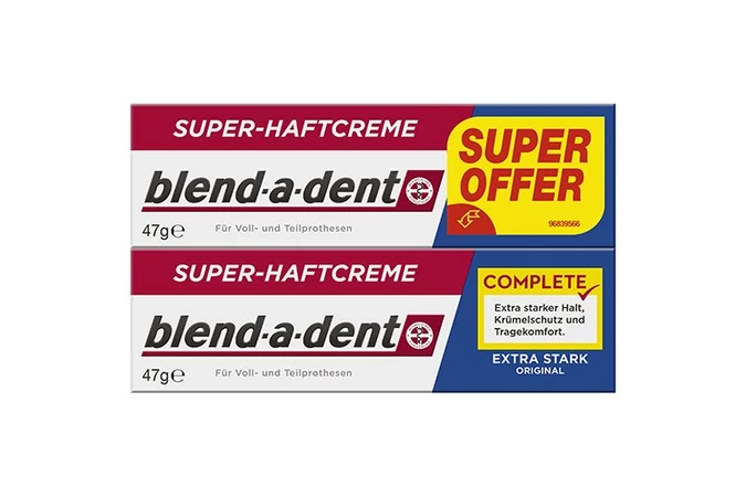 Blend-a-dent Complete mint extra erős műfogsorrögzítő krém   2x47g