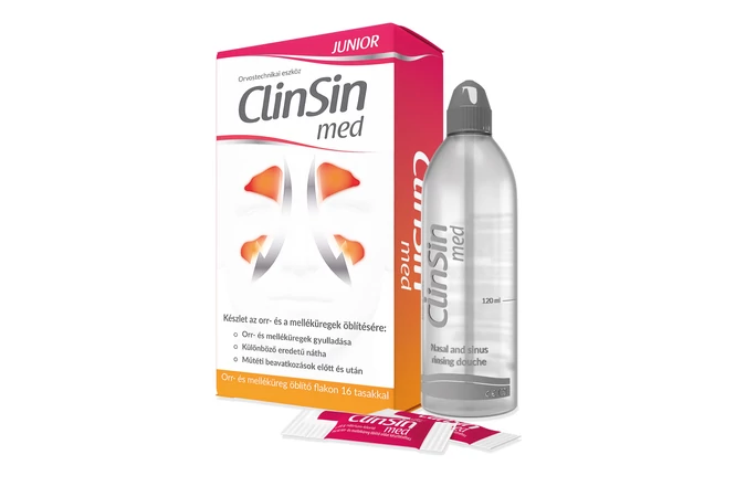 ClinSin med Junior orr-és melléküregöblítő készlet 1 flakon +16 tasak