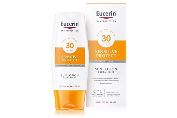 Eucerin Sun Sensitive Protect Extra könnyű naptej FF30 150ml