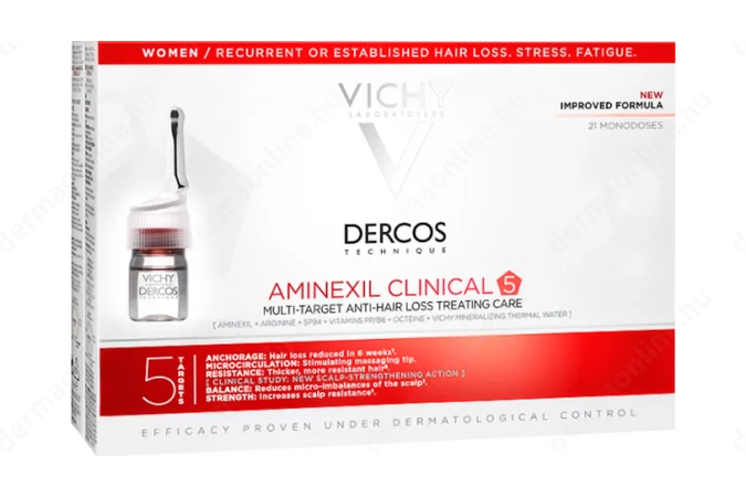 Vichy Dercos Aminexil Clinical 5 többfunkciós hajápoló program hajhullás ellen nőknek 21 x 6 ml