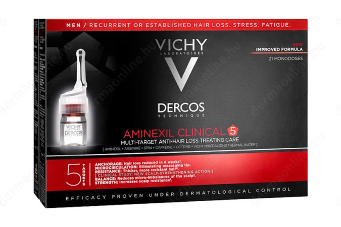 Vichy Dercos Aminexil Clinical 5 többfunkciós hajápoló program hajhullás ellen férfiaknak 21 x 6 ml