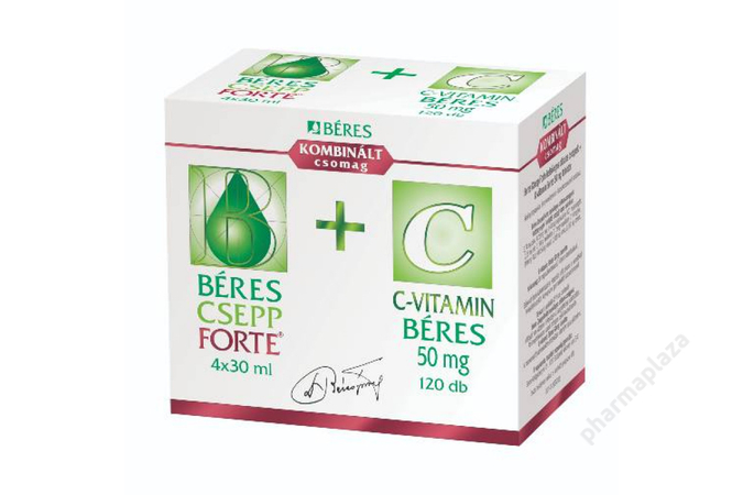Béres Csepp Forte belsőleges oldatos cseppek + C-Vitamin Béres 50mg tabletta 4X30ml+120X
