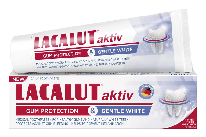 Lacalut aktiv gum protection & gentle white fogkrém 75 ml
