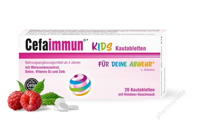 Cefaimmun Kids rágótabletta 4 éves kortól málna 20X
