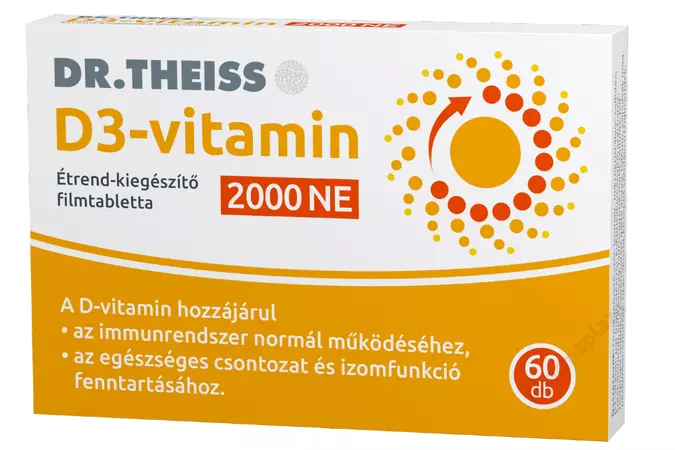 Dr. Theiss D3-vitamin FORTE étrend-kiegészítő filmtabletta 2000 NE 60 db