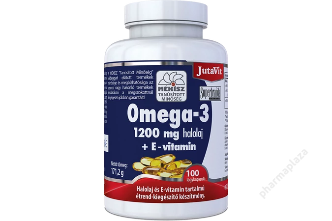 JutaVit Omega-3 1200mg, halolaj+ E-vitamin lágykapszula 100X
