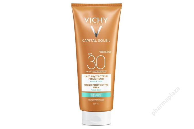 Vichy Capital Soleil Beach Protect Hidratáló naptej arcra és testre SPF30 300 ml