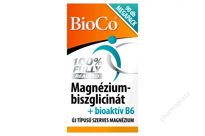 BioCo Magnézium-biszglicinát + bioaktív B6-vitamin étrend-kiegészítő tabletta 90 x 1,2 g (108 g)