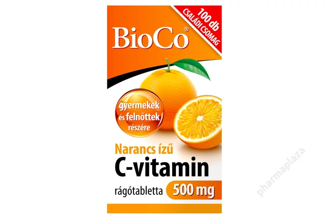 BioCo Narancs ízű C-vitamin 500 mg CSALÁDI CSOMAG 100 db rágótabletta