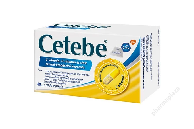 Cetebe C-vitamin, D-vitamin és cink étrend-kiegészítő kapszula 60X