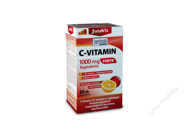 Jutavit C-Vitamin Forte 1000 mg rágótabletta +D3-vitamin +csipkebogyó kivonat 60X