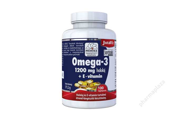 JutaVit Omega-3 1200mg, halolaj+ E-vitamin lágykapszula 100X