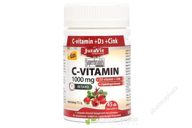 JutaVit C-vitamin 1000mg filmtabletta csipkebogyó kivonattal + D3 vitaminnal 45x