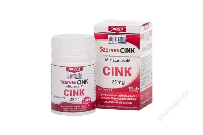 Jutavit szerves cink 25MG tabletta 100X