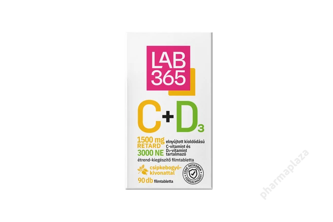 LAB365  C+D3 1500mg Retard C-vitamint és 3000 NE D-vitamin filmtabletta 90X