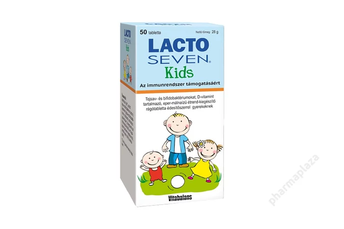 Lacto Seven Kids rágótabletta eper-málna 50X